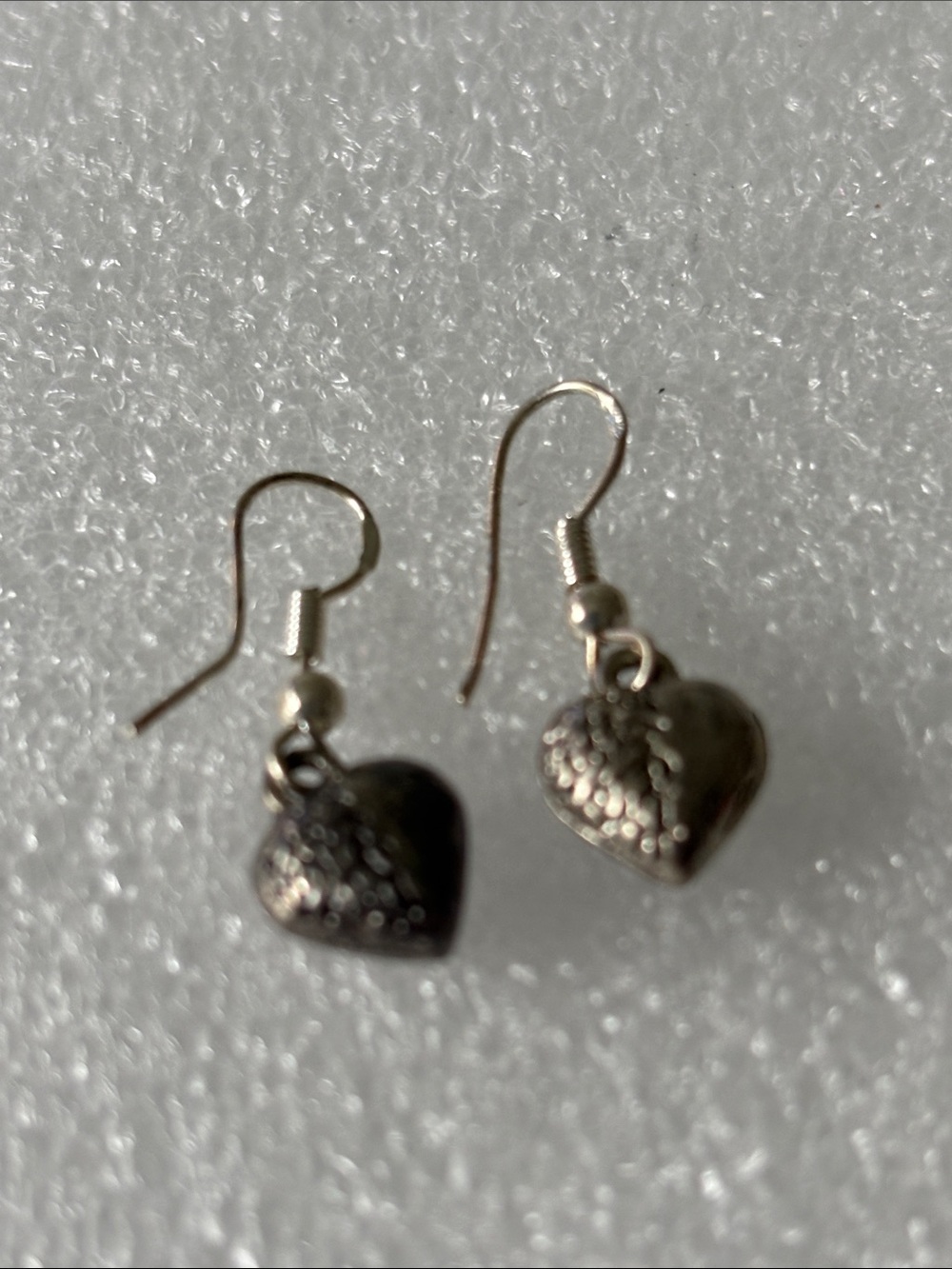 Delicate Silver-Tone Heart Drop Earrings sterling